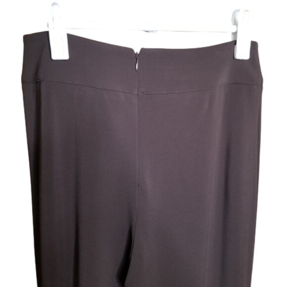Talbots Slinky Back Zip Wide Leg High Rise Pants Brown Petite - Picture 6 of 9